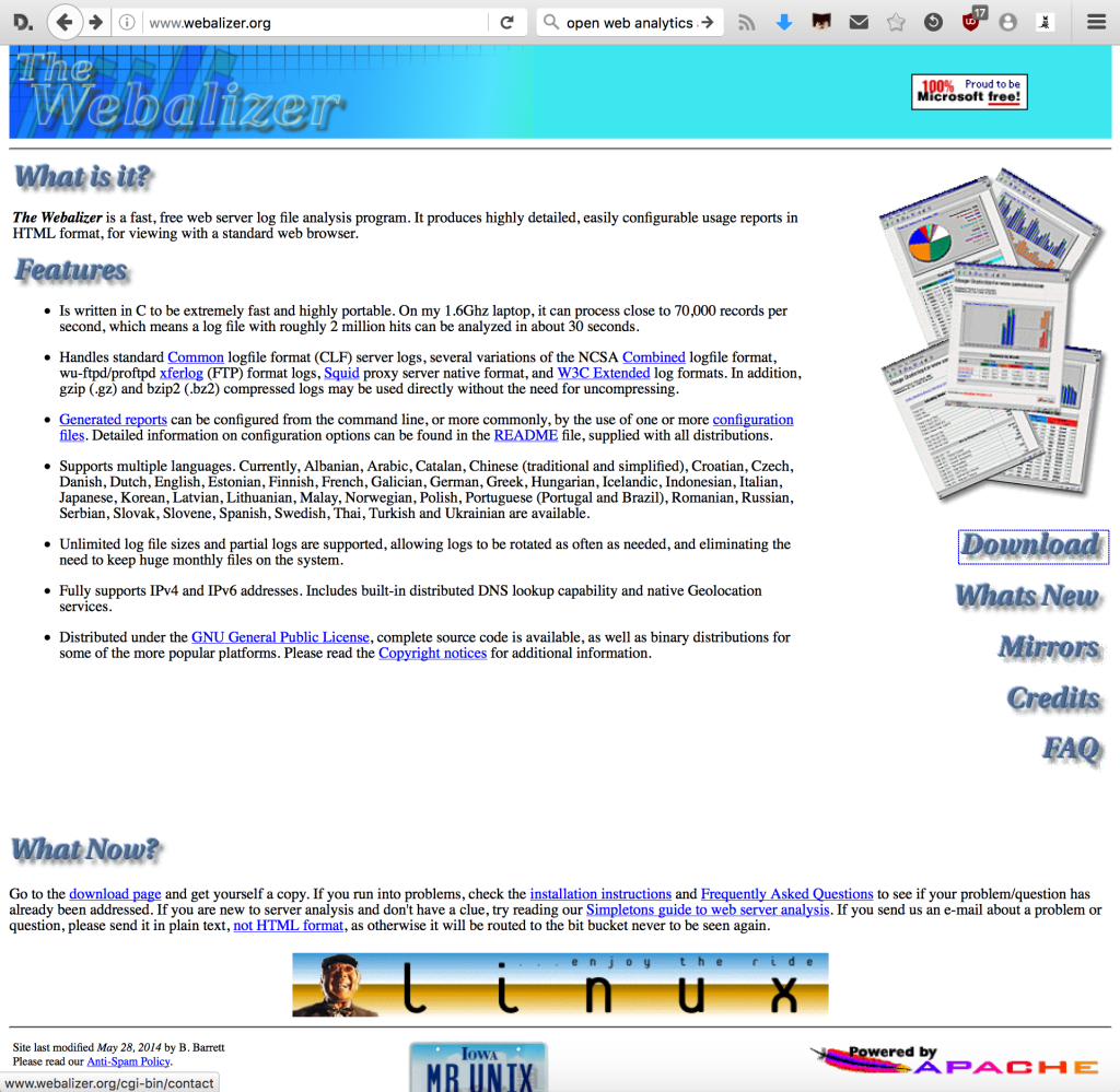 L'homepage di Webalizer